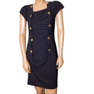 Elegant Black Midi Dress with Gold Accents